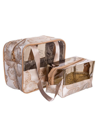 Набір прозорих жіночих косметичок для дому 2 (шт) дорожня косметичка в сумку для косметики, макіяжу, ліків, пензлів Бежевий Yiwu (370974019)