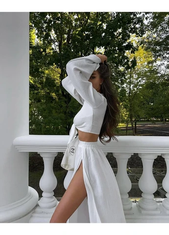 Костюм-двійка топ+спідниця з мусліну мод САП-033,, No Brand (403237941)
