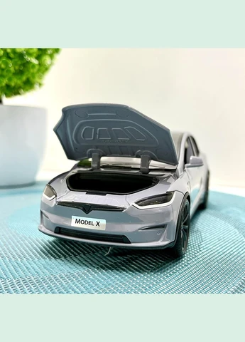 Машина Tesla Model X инерционная открываются двери капот багажник 17см Серая (AP-2004) No Brand (302673633)