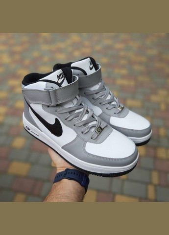 Сірі Зимовий зимові кросівки air jordan з хутром високі сірі з білим Nike Air Jordan 1 High