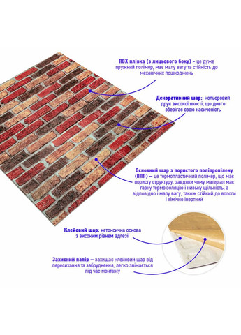 Самоклеющийся декоративный 3D панель 700х770х3мм Катеринославский кирпич (047-3) SW-00000695 Sticker Wall (362095081)