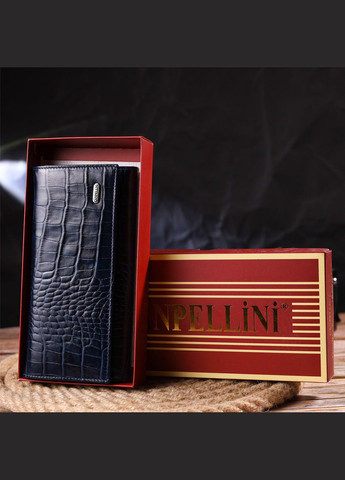 Надійний жіночий гаманець із монетницею із натуральної фактурної шкіри 21531 Синій Canpellini (329150204)