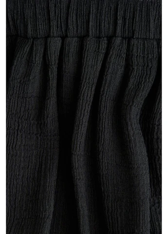Чёрный топ из жатой ткани для девочки 1292027-003 H&M хлопок, трикотаж, эластан
