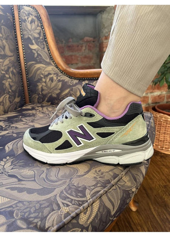 Чорні Осінні кросівки чоловічі new balance 990 black violet нью беланс 990 No Brand