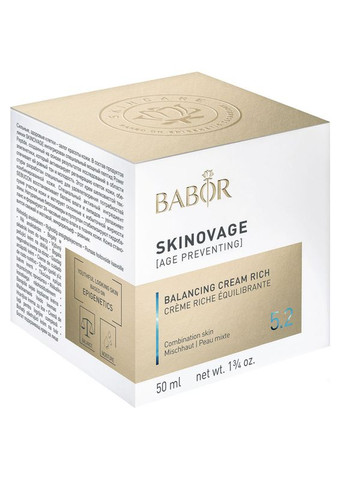 Насичений балансуючий крем для комбінованої шкіри обличчя SKINOVAGE Balancing Cream Rich 50 мл Babor (280265749)