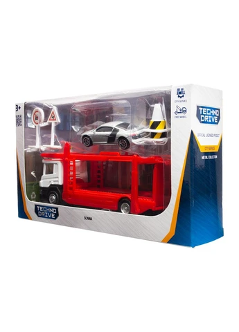 Игровой набор Автоперевозчик Scania с машиной Audi R8 TechnoDrive 1-64 Синий No Brand (398202307)