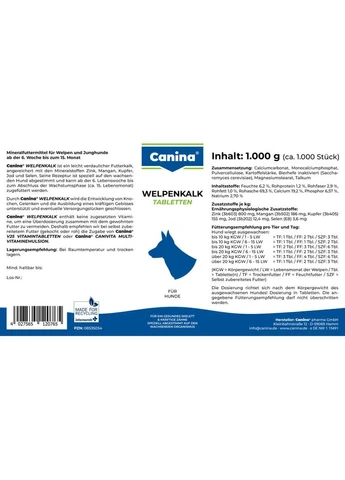 Минеральный комплекс Welpenkalk для щенков и молодых собак 1 кг 1000 табл Canina (399751360)