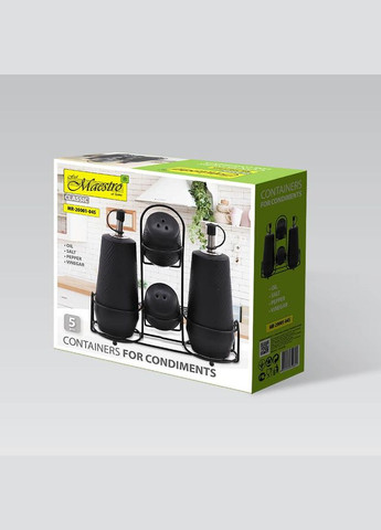 Набор для специй на подставке керамика Black 5 предметов (MR-20001-04S) Maestro (334005330)