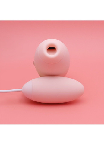 Вакуумний стимулятор з віброяйцем 2-в-1 Miss VV Pink KissToy (333332335)