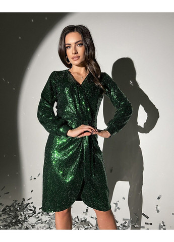 Зеленое коктейльное платье запах паетка 9248 зеленая Tanita-Romario