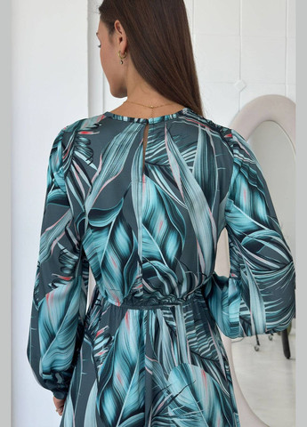 Бирюзовое деловое, повседневный, праздничный, кэжуал платье Nenka с цветочным принтом