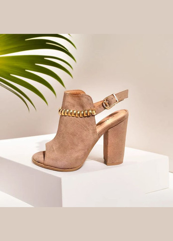 Коричневые женские замшевые босоножки на высоком каблуке 1046 коричневые Purlina