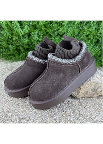 Жіночі уггі замшеві на платформі Е-005826-406 Темно-коричневі No Brand (366065108)