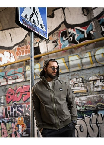 Оливковая демисезонная ветровка No Brand