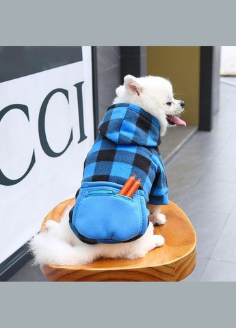 Худі для котів з кишенею Pet Style "Сосиска" Чорносиня клітинка 4XL No Brand - (323235215)