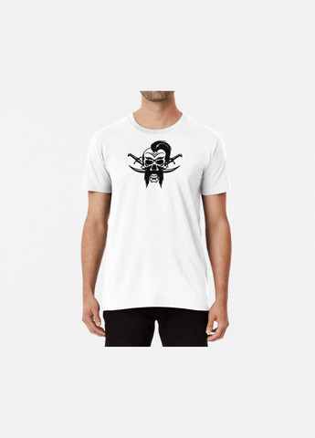 Белая мужская патриотическая футболка с принтом череп-козак украина Stedman