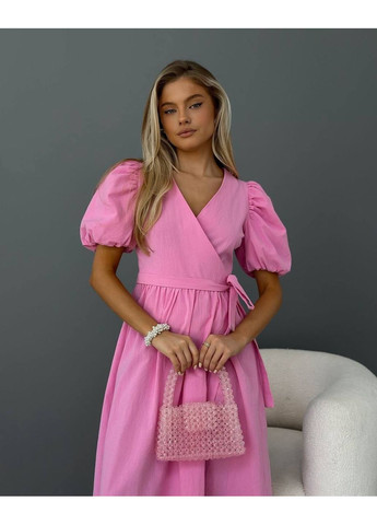 Рожева вишукана лляна сукня Fashion