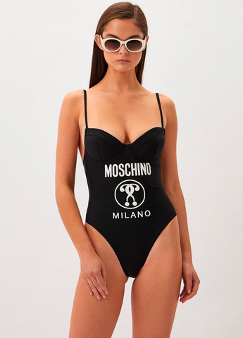 Черный летний купальник слитный, майо Moschino