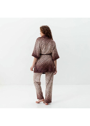 Комбінована всесезон комплект жіночий з плюшевого велюру штани та халат леопард 3446_s 16067 s FlexDress