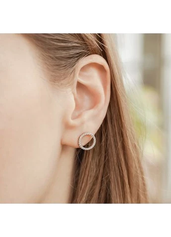 Срібні сережки пусети Кола з фіанітами ЛК-0396/1р No Brand (378600647)