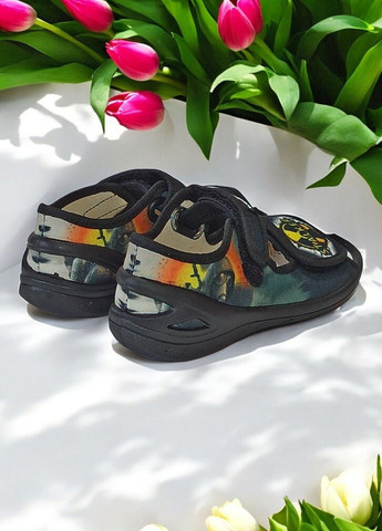 Черные спортивные, домашние, повседневные текстильные босоножки открытые ортопедические тапочки для мальчика валди Waldi на липучке