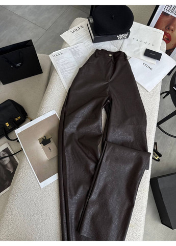 Прямые штаны из экокожи с тиснением под крокодила. Luna (366472305)