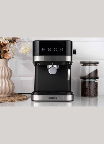 Кофеварка рожковая 1.5л, молотая, ручной капучинатор, сенсорное управление, черно-серебристый Ardesto (322458034)