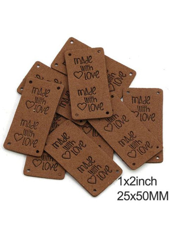 Бирка Мade with love, шт.замша, 5х2,5 см, коричневая No Brand (341730837)