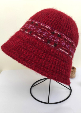 В'язана Зимова Шапка Тепла Панама Вовняний Капелюх для Жінок у Ретро Стилі з Орнаментом 55-59 см No Brand в'язана шапка панама (365301163)