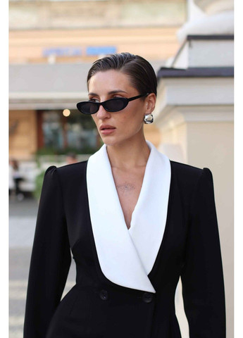 Чорна коктейльна сукня-жакет жіноча міні з бантом emily чорна сукня-жакет Handy Wear однотонна