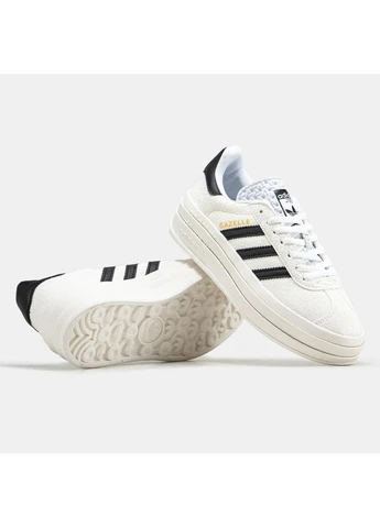 Білі літні кросівки adidas gazelle bold white black адідас газель No Brand