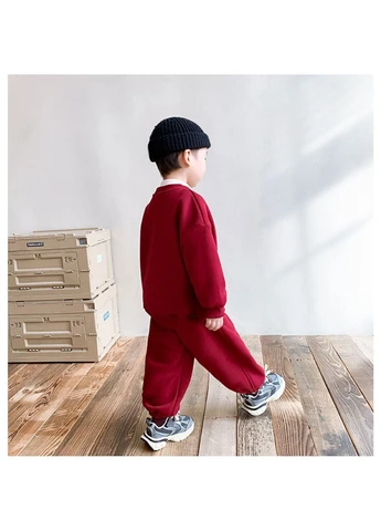 Осенний/Зимний спортивный детский утепленный костюм, красный No Brand (391858815)