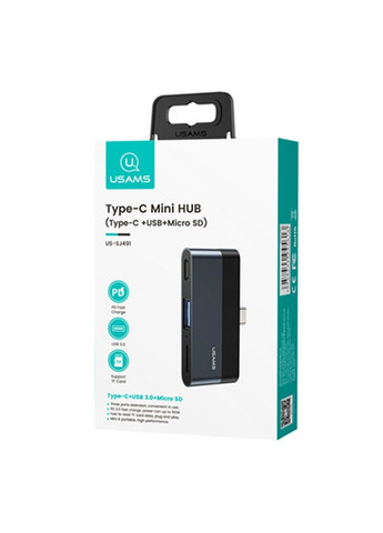 Перехідник HUB US-SJ491 Type-C Mini Hub (Type-C + USB + Micro SD) USAMS (291880849)