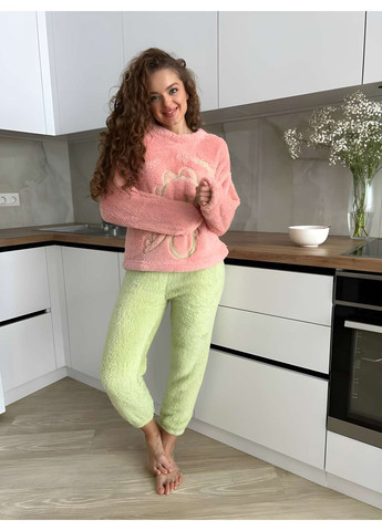 Комбінована жіноча тепла махрова піжама осінь, зима, весна No Brand