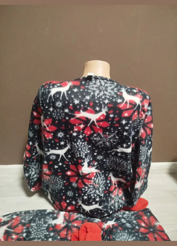 Червона зимня піжама жіноча туреччина олені новий рік 48-56 піжама жіноча утеплена піжама махра та фліс жіноча 100% бавовна кофта + брюки No Brand Піжама