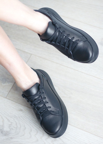 Чорні кеди жіночі з натуральної шкіри Zlett 3528