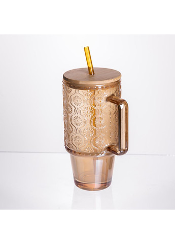 Кружка стеклянная с крышкой и трубочкой 750 мл HP-19-50NR Yiwu (370973935)