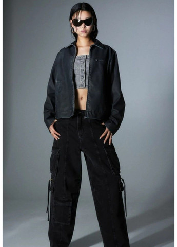 Темно-серая демисезонная женская куртка из эко-кожи н&м (57635) xs темно-серая H&M