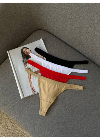 Женские трусики стринги с высокой посадкой, набор женских стринг из натуральной ткани, стринги 4шт. No Brand Стрінги (371996707)