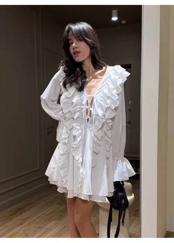 Молочное платье в стиле boho No Brand