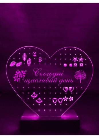 Органайзер з підсвіткою для сережок Серце (дизайн 33.2.3, чорна основа) Creative (355401638)