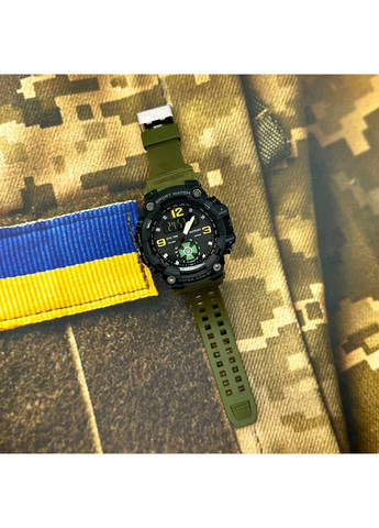 Наручний годинник ДПС спортивний армійський кварцовий з будильником таймером у болотному кольорі ProDobro (367267038)