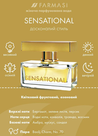 Женская парфюмерная вода Sensational 50 мл Farmasi (282934773)