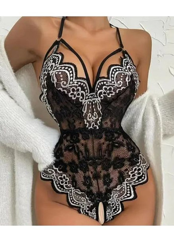 Кружевный сексуальный боди из спандекса украшен кружевом. Кружевной боди на бретелях с открытой спиной China (360864250)