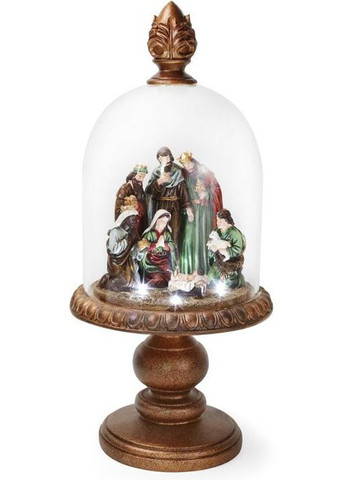 Різдвяні прикраси Вертеп 56см LED-підсвічування скляний ковпак статуетка для будинку декор Bona (368978558)