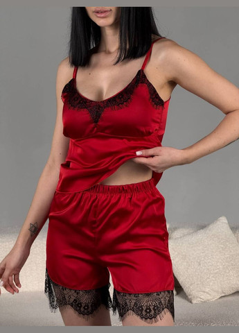 Красная пижама женская майка + шорты Україна