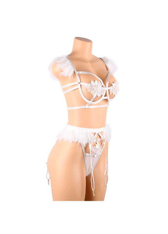 Білий демісезонний сексуальний комплект з підв'язками для панчіх s-m No Brand