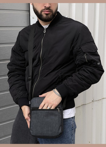 Барсетка темно-сірий меланж із чорним No Brand (330258869)