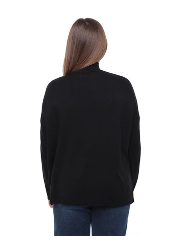 Черный зимний свитер женский черный свободный с воротником джемпер Karon Вільна