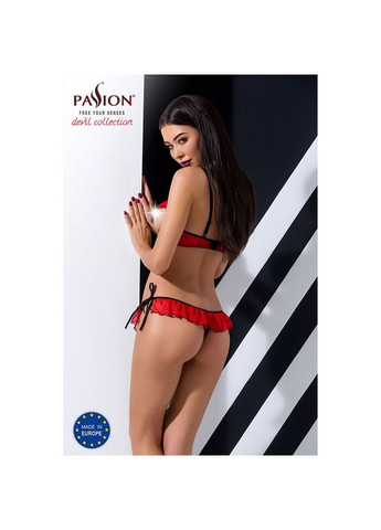 Красный демисезонный комплект белья cherry set openbra red - exclusive: открытый лиф, трусики-юбка - cherrylove Passion